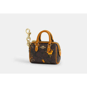 Mini Rowan Bag Charm In Signature Canvas With Floral Print